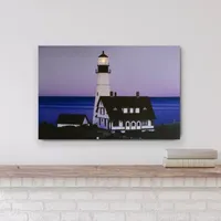 LED Lighted Dusk Lighthouse Seaside Scene Canvas Wall Art 15.75'' x 23.75''