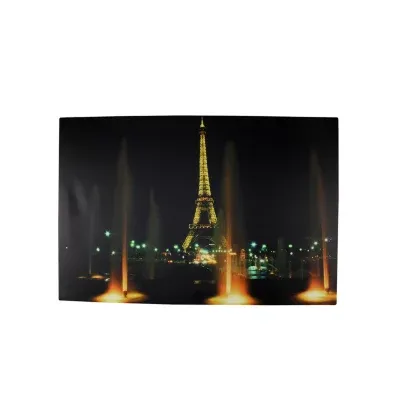 LED Lighted Eiffel Tower with Fountains Canvas Wall Art 15.75" x 23.5"