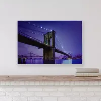 LED Lighted Famous New York City Brooklyn Bridge Canvas Wall Art 15.75'' x 23.5''