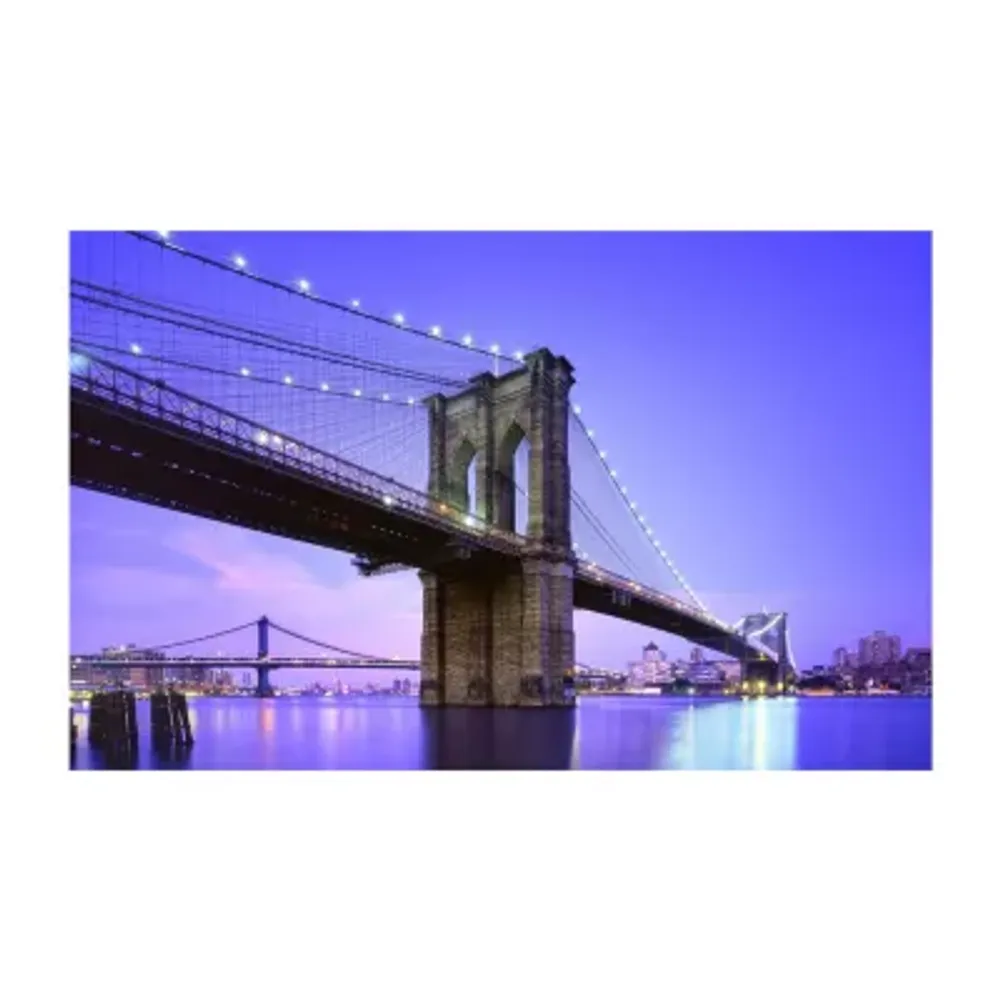 LED Lighted Famous New York City Brooklyn Bridge Canvas Wall Art 15.75'' x 23.5''