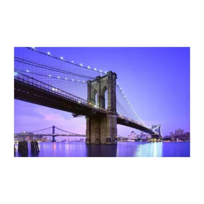 LED Lighted Famous New York City Brooklyn Bridge Canvas Wall Art 15.75'' x 23.5''
