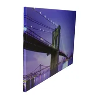 LED Lighted Famous New York City Brooklyn Bridge Canvas Wall Art 15.75'' x 23.5''