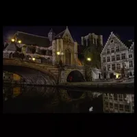 LED Lighted Famous St. Michael's Bridge and Church in Ghent  Belgium Canvas Wall Art 15.75" x 23.5"