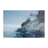 LED Lighted Lighthouse Home with Morning Sunrise Canvas Wall Art 15.75" x 23.5"