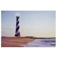 LED Lighted Lighthouse Seaside Beach Scene Canvas Wall Art 15.75" x 23.5"