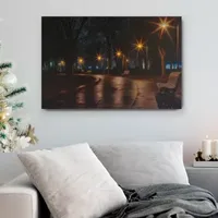 LED Lighted Nighttime City Park Scene Canvas Wall Art 23.75"