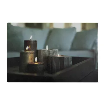 LED Lighted Faux Driftwood Flickering Candles Canvas Wall Art 15.75" x 23.5"