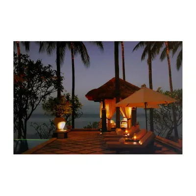 LED Lighted Tiki Hut Relaxation Scene Canvas Wall Art 23.5"