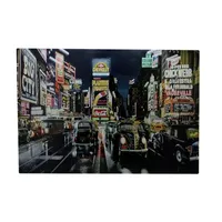 LED Lighted NYC Times Square and Classic Cars Canvas Wall Art 15.75" x 23.75"