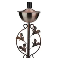 64.5'' Brushed Copper Floral Motif Outdoor Patio Garden Oil Lamp Torch