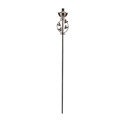 64.5'' Brushed Copper Floral Motif Outdoor Patio Garden Oil Lamp Torch