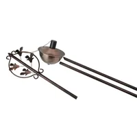 64.5'' Brushed Copper Floral Motif Outdoor Patio Garden Oil Lamp Torch