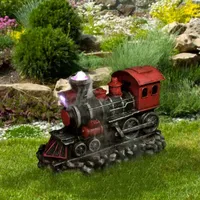 38'' LED Red and Black Vintage Locomotive Train Outdoor Garden Water Fountain