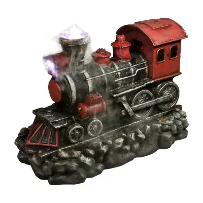 38'' LED Red and Black Vintage Locomotive Train Outdoor Garden Water Fountain