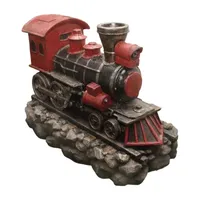 38'' LED Red and Black Vintage Locomotive Train Outdoor Garden Water Fountain