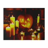 Orange and Yellow LED Lighted Witch's Jack-O'-Lantern Halloween Wall Art 15.75" x 19.5"