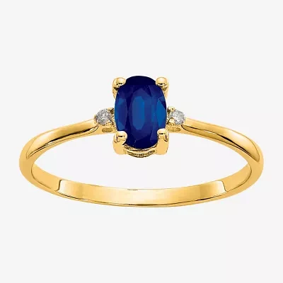 Gemstone Diamond Accent 10K Gold Oval Cocktail Ring