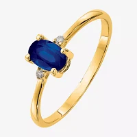 Gemstone Diamond Accent 10K Gold Oval Cocktail Ring