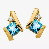 Gemstone Diamond Accent 10K Gold 9.9mm Stud Earrings