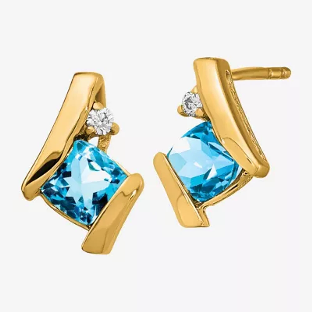 Gemstone Diamond Accent 10K Gold 9.9mm Stud Earrings