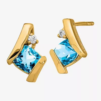 Gemstone Diamond Accent 10K Gold 9.9mm Stud Earrings