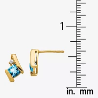 Gemstone Diamond Accent 10K Gold 9.9mm Stud Earrings