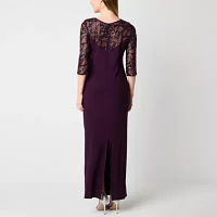 Brianna Milay Womens 3/4 Sleeve Embellished Evening Gown