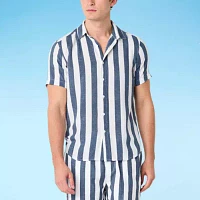 Endless Summer Mens Striped Short Sleeve Swim Shirt