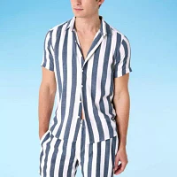 Endless Summer Mens Striped Short Sleeve Swim Shirt