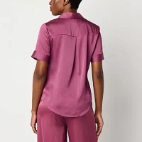 Worthington Womens Short Sleeve Regular Fit Button-Down Shirt