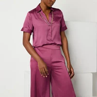 Worthington Womens Short Sleeve Regular Fit Button-Down Shirt