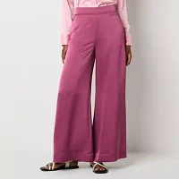 Worthington Womens Mid Rise Wide Leg Pull-On Pants