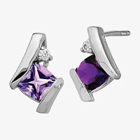 Gemstone Diamond Accent 10K Gold 9.9mm Stud Earrings