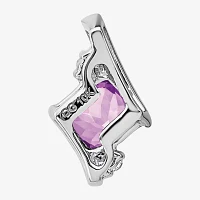 Gemstone Diamond Accent 10K White Gold Pendant