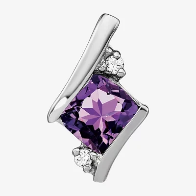Gemstone Diamond Accent 10K White Gold Pendant