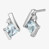 Gemstone Diamond Accent 10K Gold 9.9mm Stud Earrings