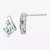 Gemstone Diamond Accent 10K Gold 9.9mm Stud Earrings