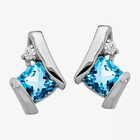 Gemstone Diamond Accent 10K Gold 9.9mm Stud Earrings