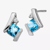 Gemstone Diamond Accent 10K Gold 9.9mm Stud Earrings