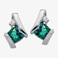 Gemstone Diamond Accent 10K Gold 9.9mm Stud Earrings