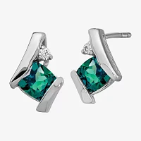 Gemstone Diamond Accent 10K Gold 9.9mm Stud Earrings