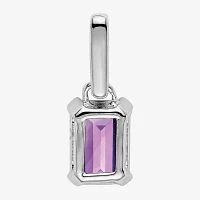 Gemstone Diamond Accent 10K Gold Emerald-cut Pendant