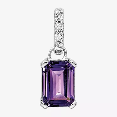 Gemstone Diamond Accent 10K Gold Emerald-cut Pendant