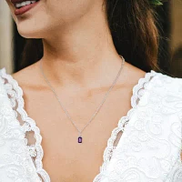 Gemstone Diamond Accent 10K Gold Emerald-cut Pendant