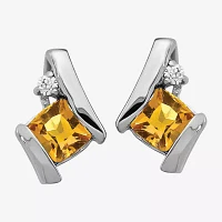 Gemstone Diamond Accent 10K Gold 9.9mm Stud Earrings