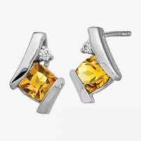 Gemstone Diamond Accent 10K Gold 9.9mm Stud Earrings