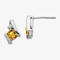 Gemstone Diamond Accent 10K Gold 9.9mm Stud Earrings