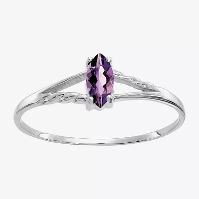 Gemstone 10K White Gold Marquise Cocktail Ring