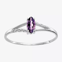 Gemstone 10K White Gold Marquise Cocktail Ring