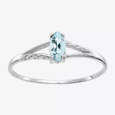 Gemstone 10K White Gold Marquise Cocktail Ring